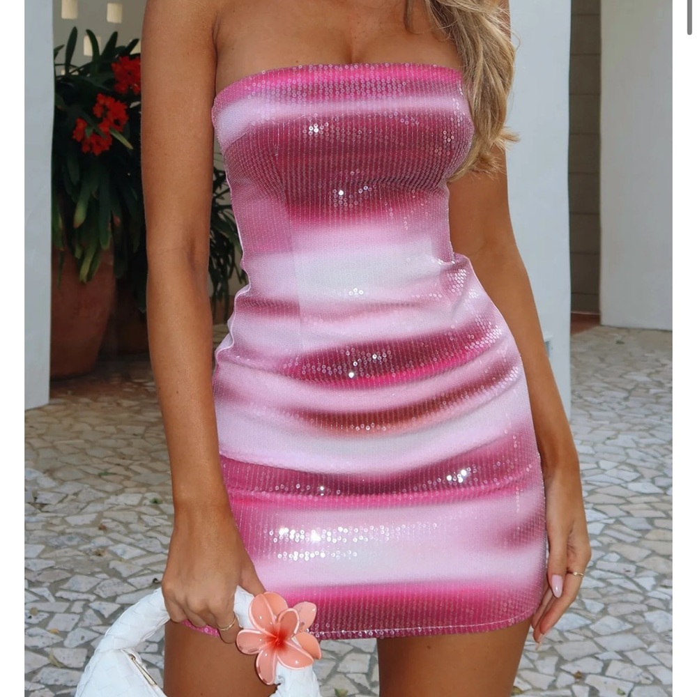White Fox Boutique Pink Strapless Dress